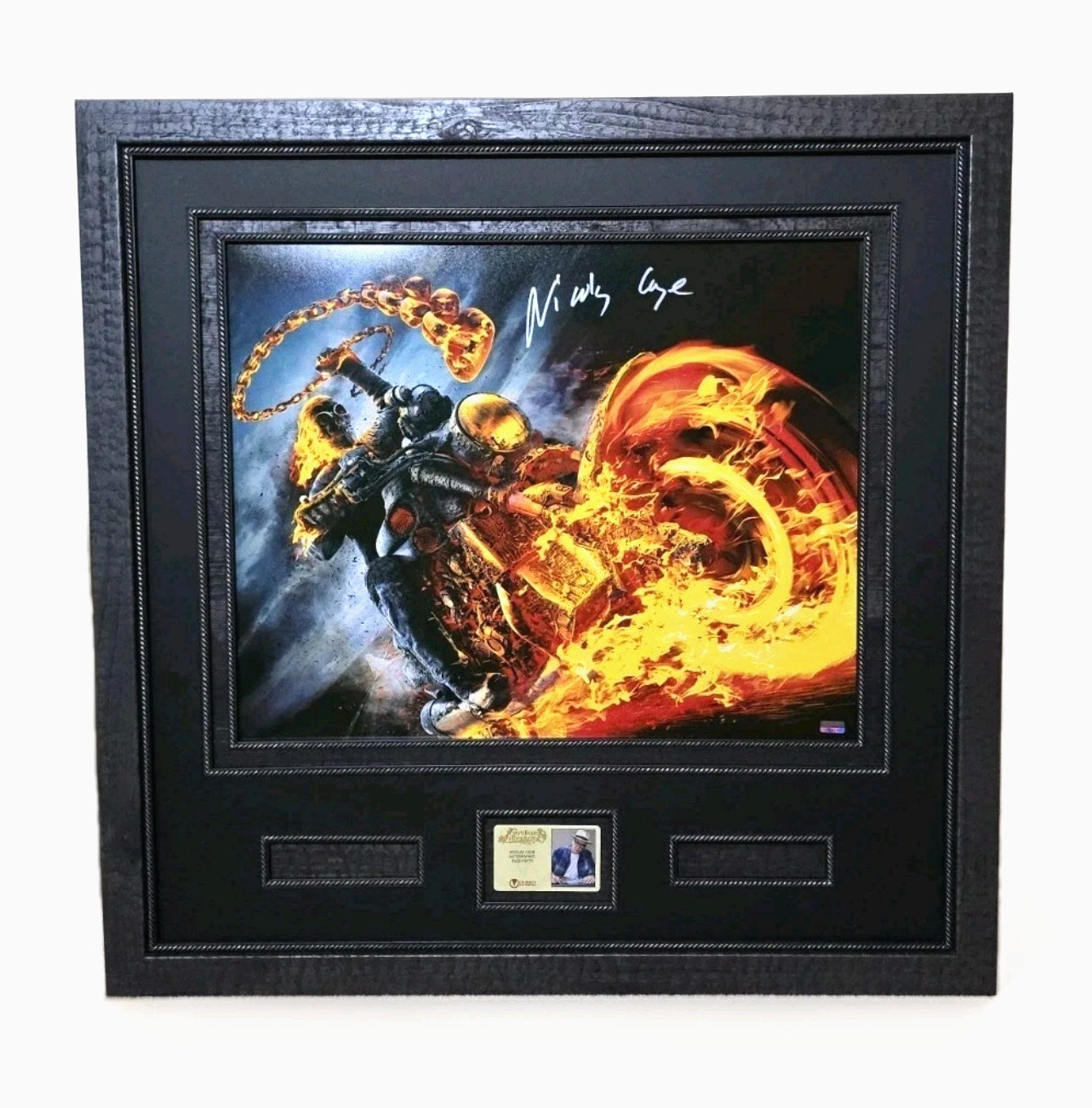 Nicolas Cage Signed Marvel Ghost Rider Large Matted & Framed Print w/ COA