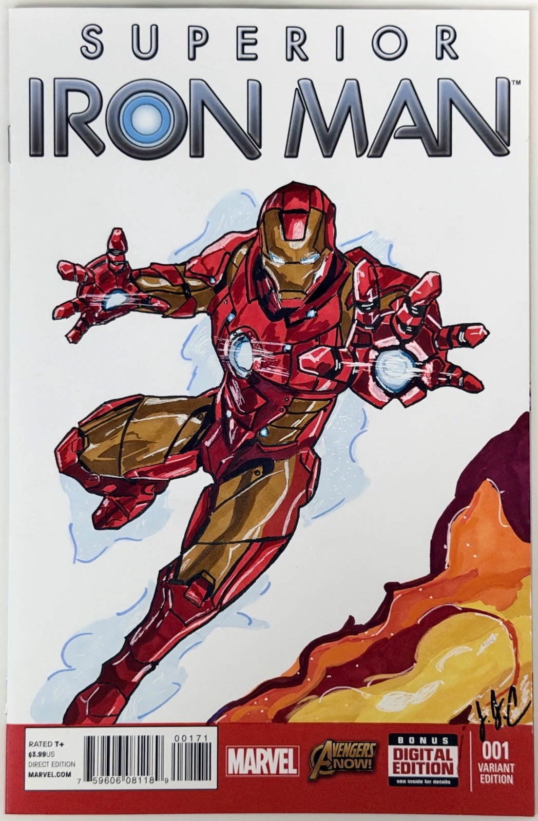 Superior Iron Man 1 - Blank Sketch Variant Cover w/Original Art by J Casale COA