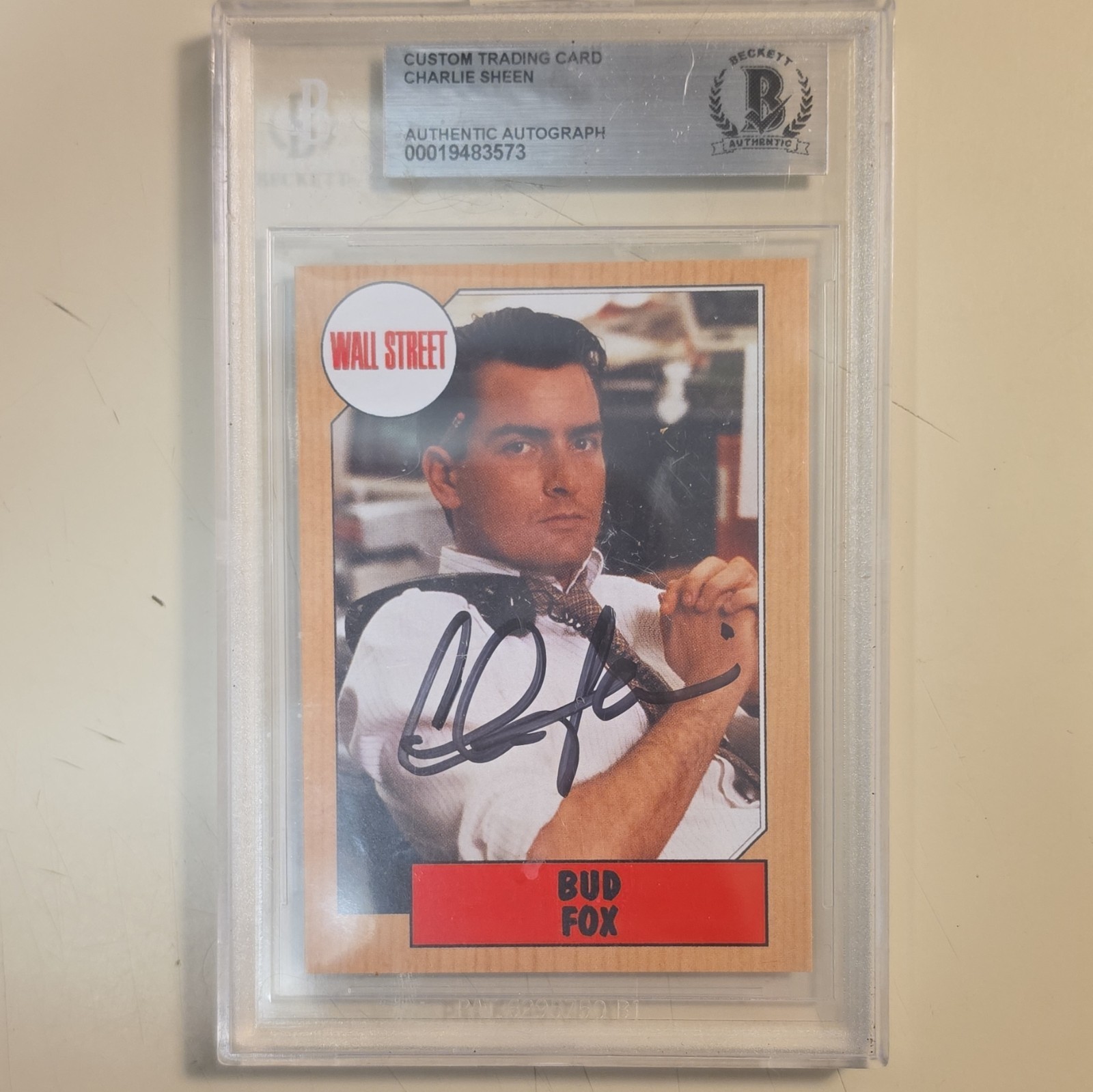 Wall Street #24 Bud Fox Custom Trading Card Charlie Sheen Auto Beckett 1988