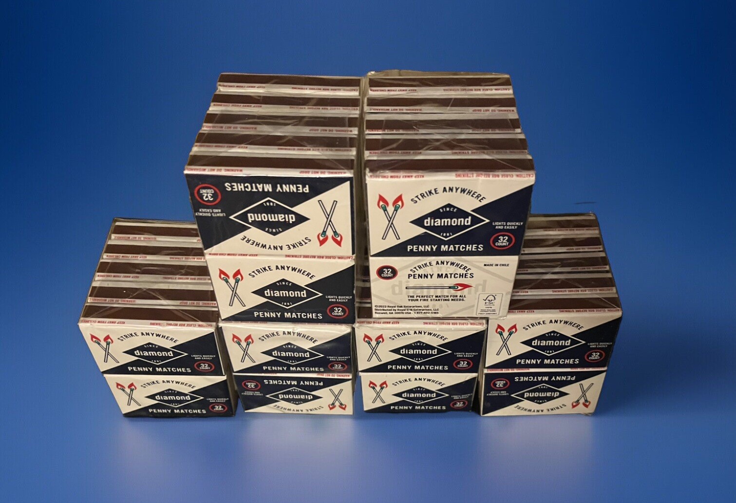 60 Boxes (6 Packs of 10) Diamond Strike Anywhere Penny Matches 1,920 Total