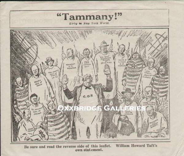 Prohibition COMIC CARTOON HANDBILL 1921 Political WILLIAM TAFT  Tamany Yellow