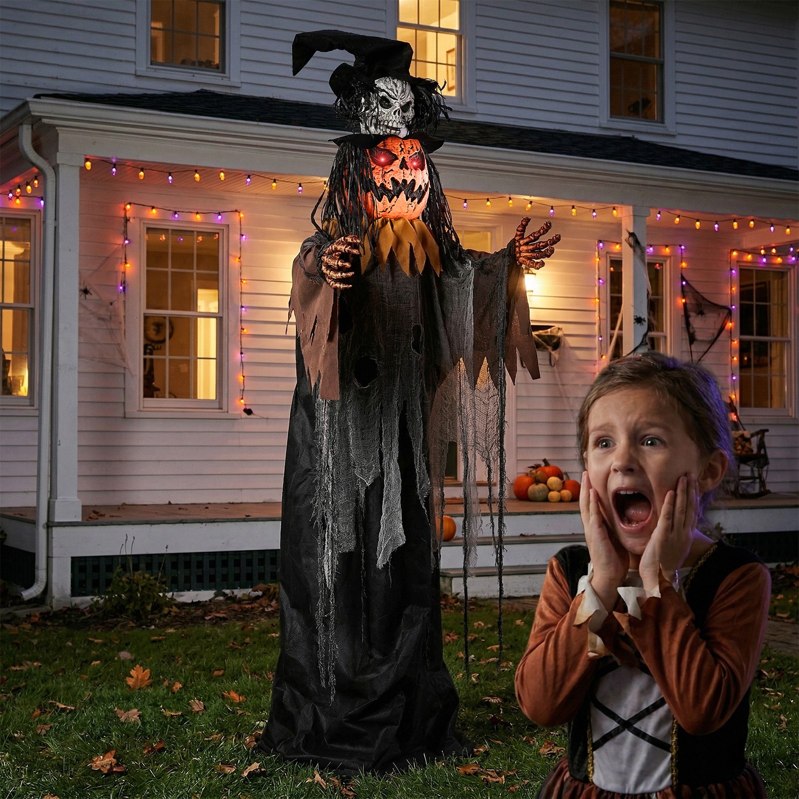 Halloween 6FT Tall Scary Skeleton Pumpkin Man for In/Outdoor Holiday Decorations