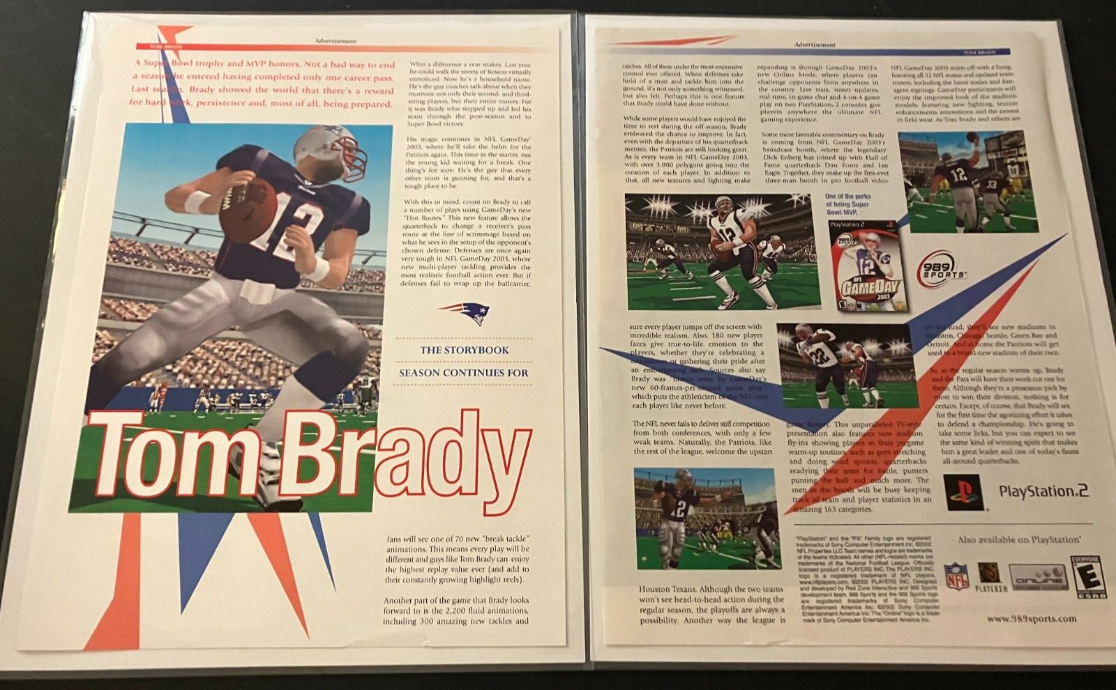 NFL GameDay 2003 / Tom Brady - Vintage Original Gaming Print Ad / Wall Art