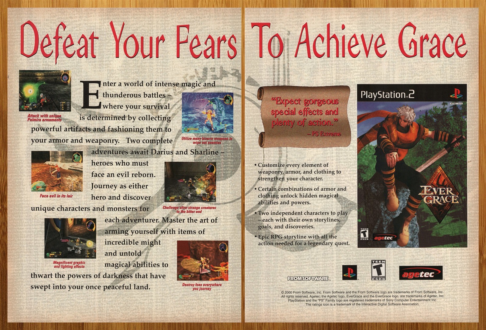 2000 Ever Grace Playstation 2 PS2 Vintage Print Ad/Poster Video Game Promo Art