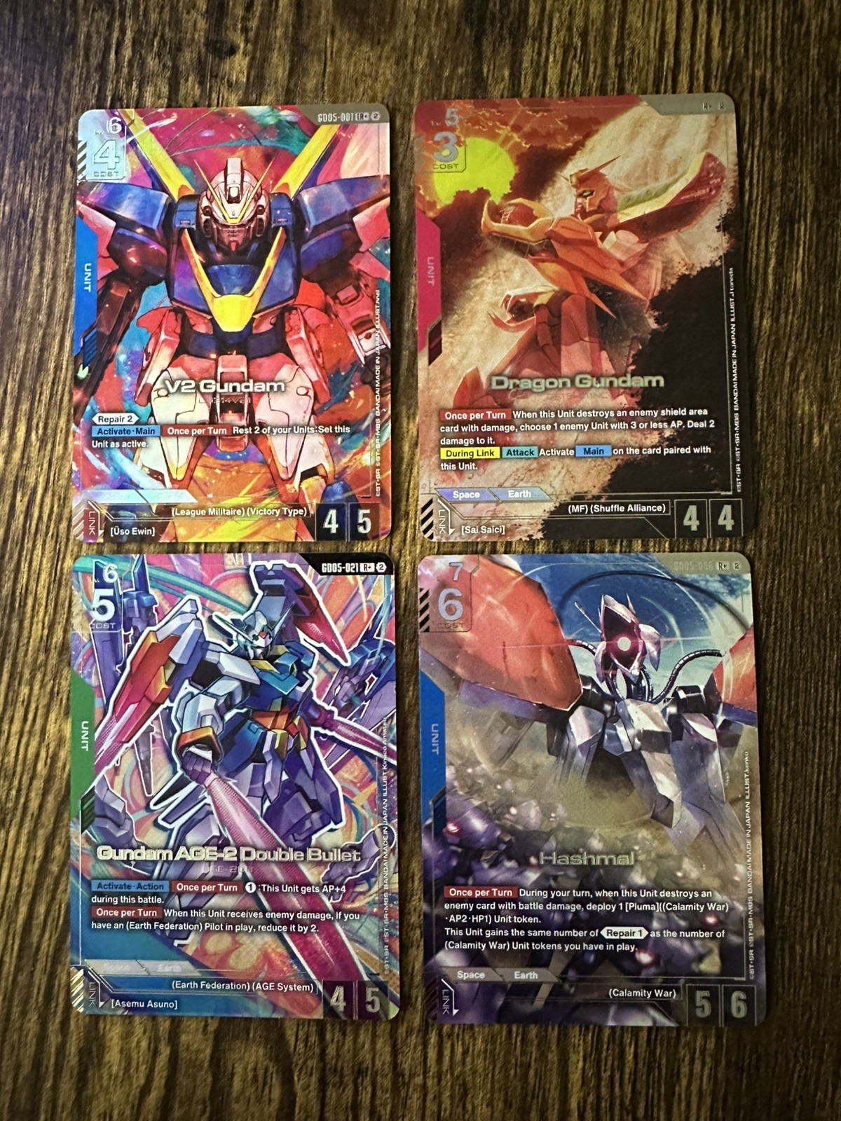 4x Lot Gundam TCG NM GD05-001LR+ GD05-006R+ GD05-021R+ GD05-035R+