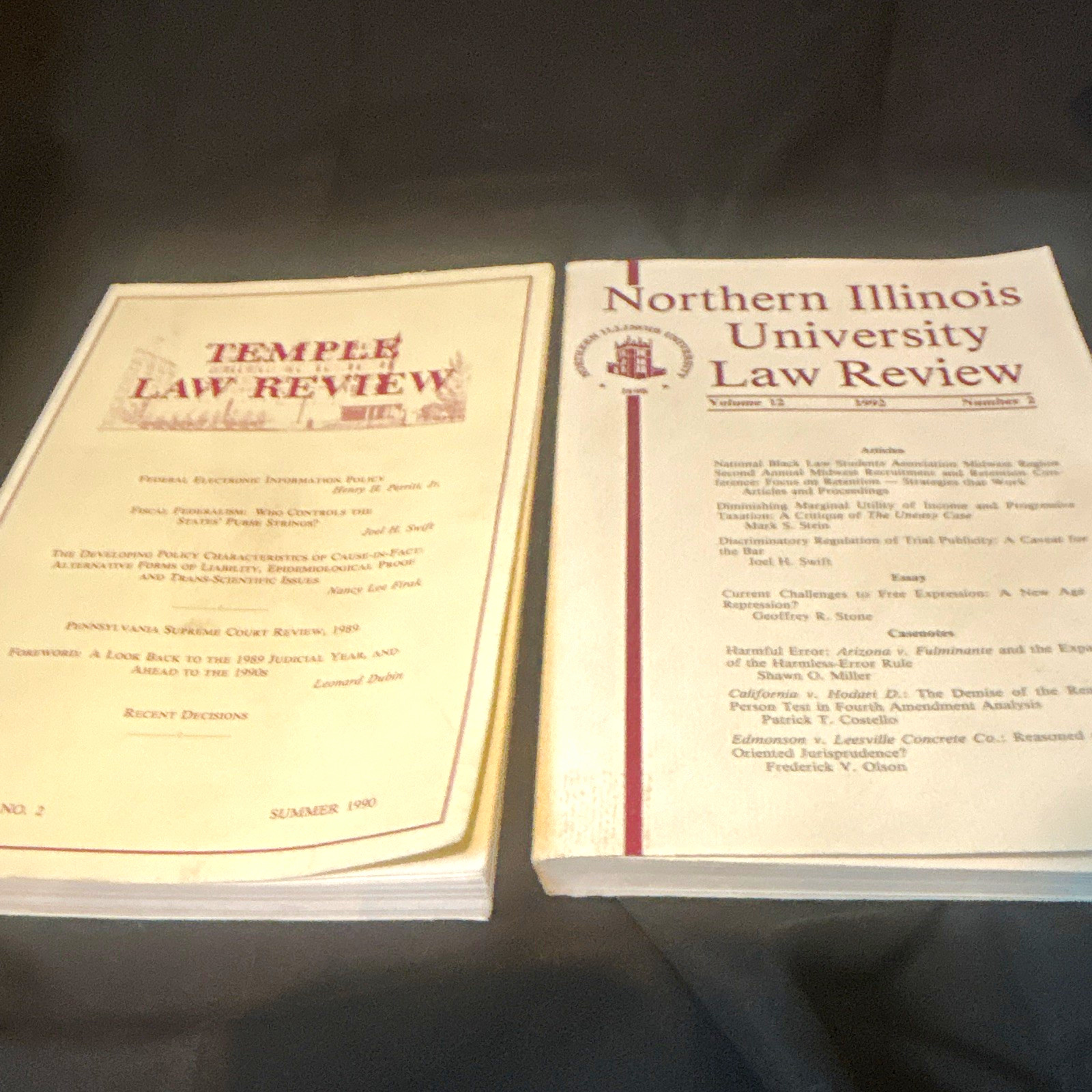 Temple Law Review Vol 65 No 1 Summer 1992 & N. Illinois Univ Law Rev 1992