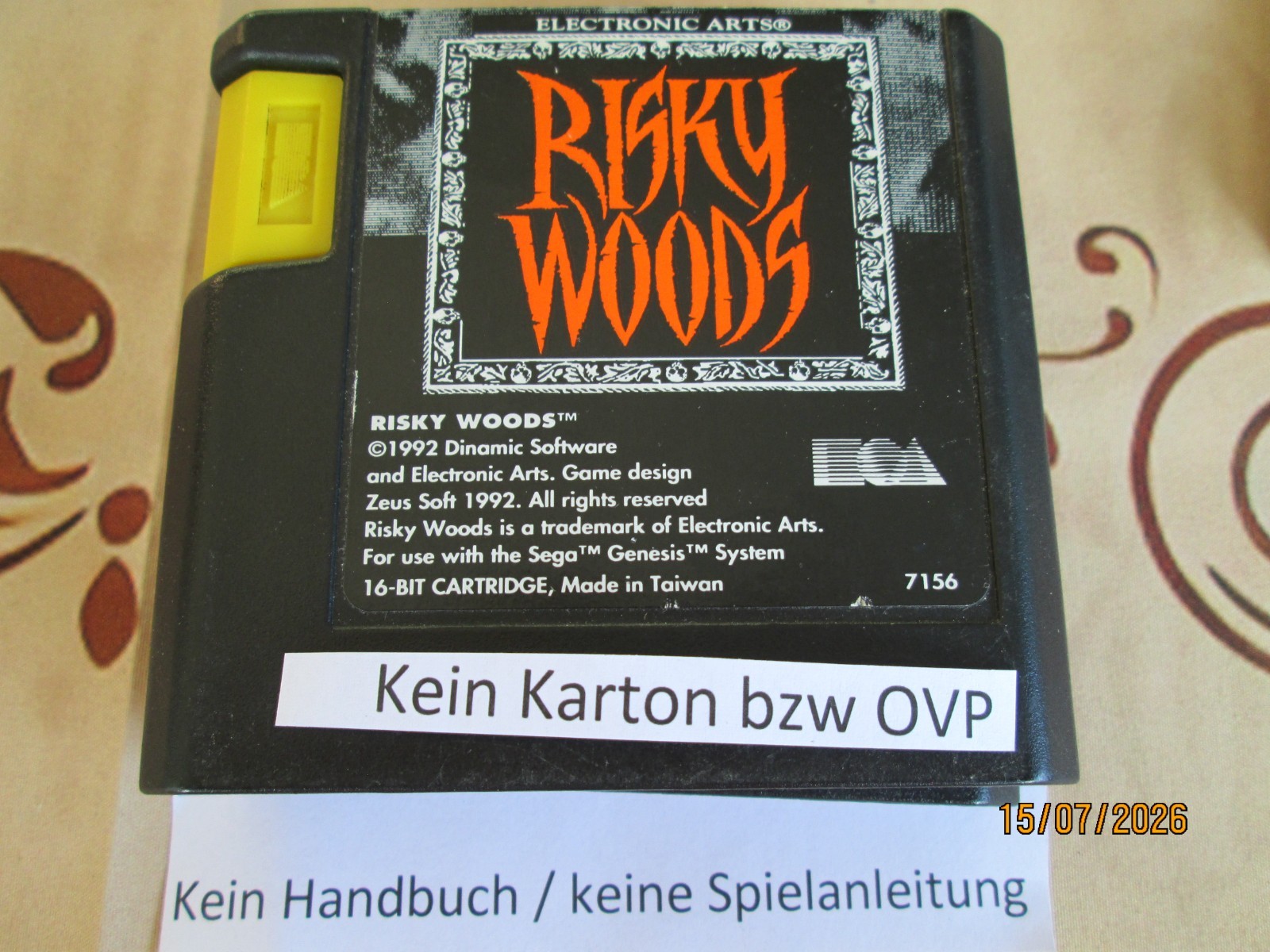 Risky Woods Sega MD No Booklet No Cover Year 1992 Used