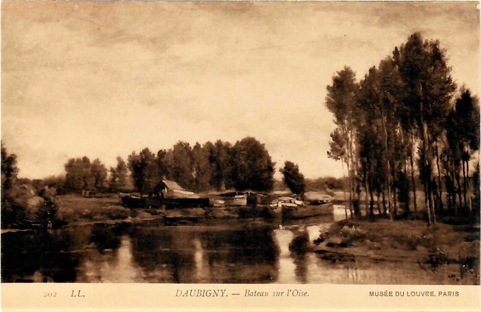 POSTCARD CPA  DAUBIGNY - Bateau sur l\'Oise  Musee Du Louvre Paris Vintage 202 LL
