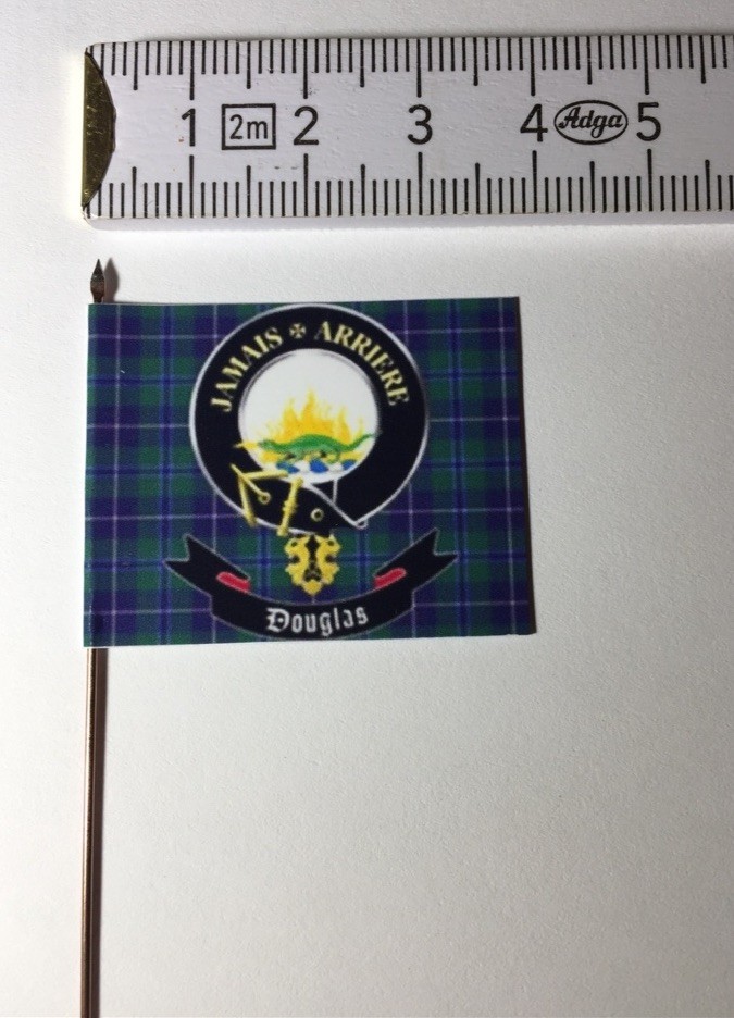 1x 28mm Scottish Scotland Scot Clan Banner DOUGLAS on metal pole spear head