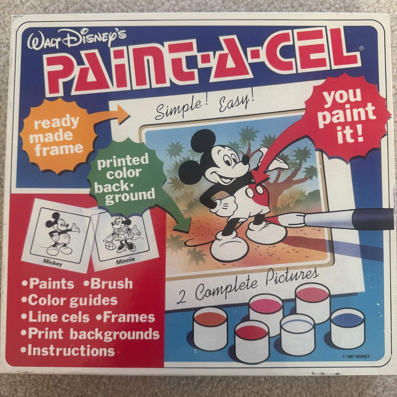 Walt Disney\'s Paint-A-Cel Cell 1987 CIB Vintage Mickey Minnie Mouse NEW SEALED