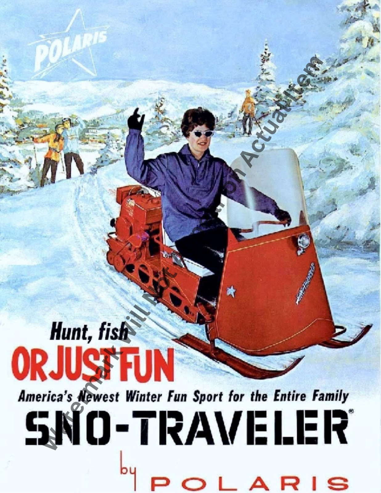 Vimtage Polaris Sno-Traveler Sales Ad Brochure Vintage Photograph Print 8.5x11\