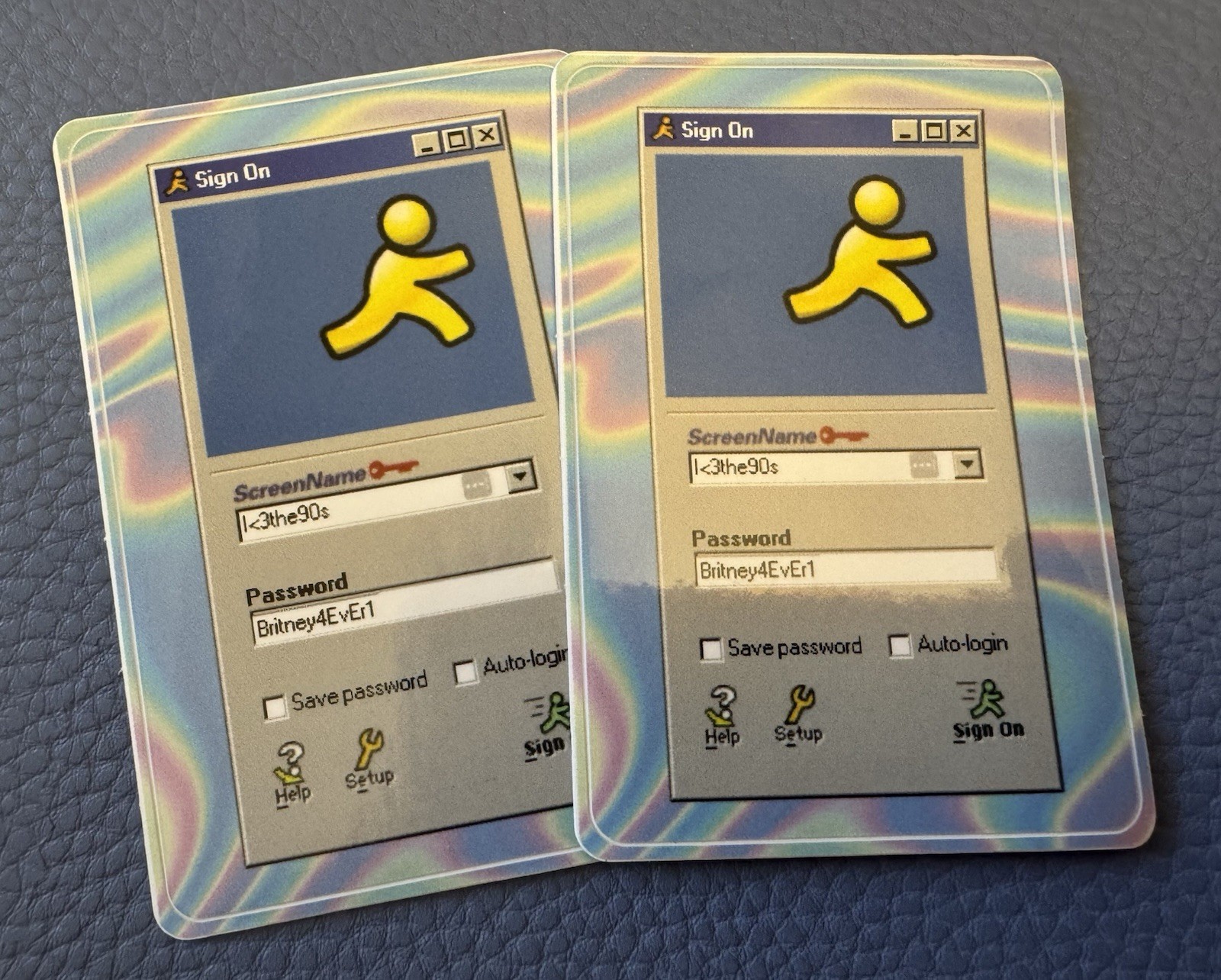 Lot 2 VINTAGE AOL Instant Messenger Windows Advertising Glossy Promo Sticker
