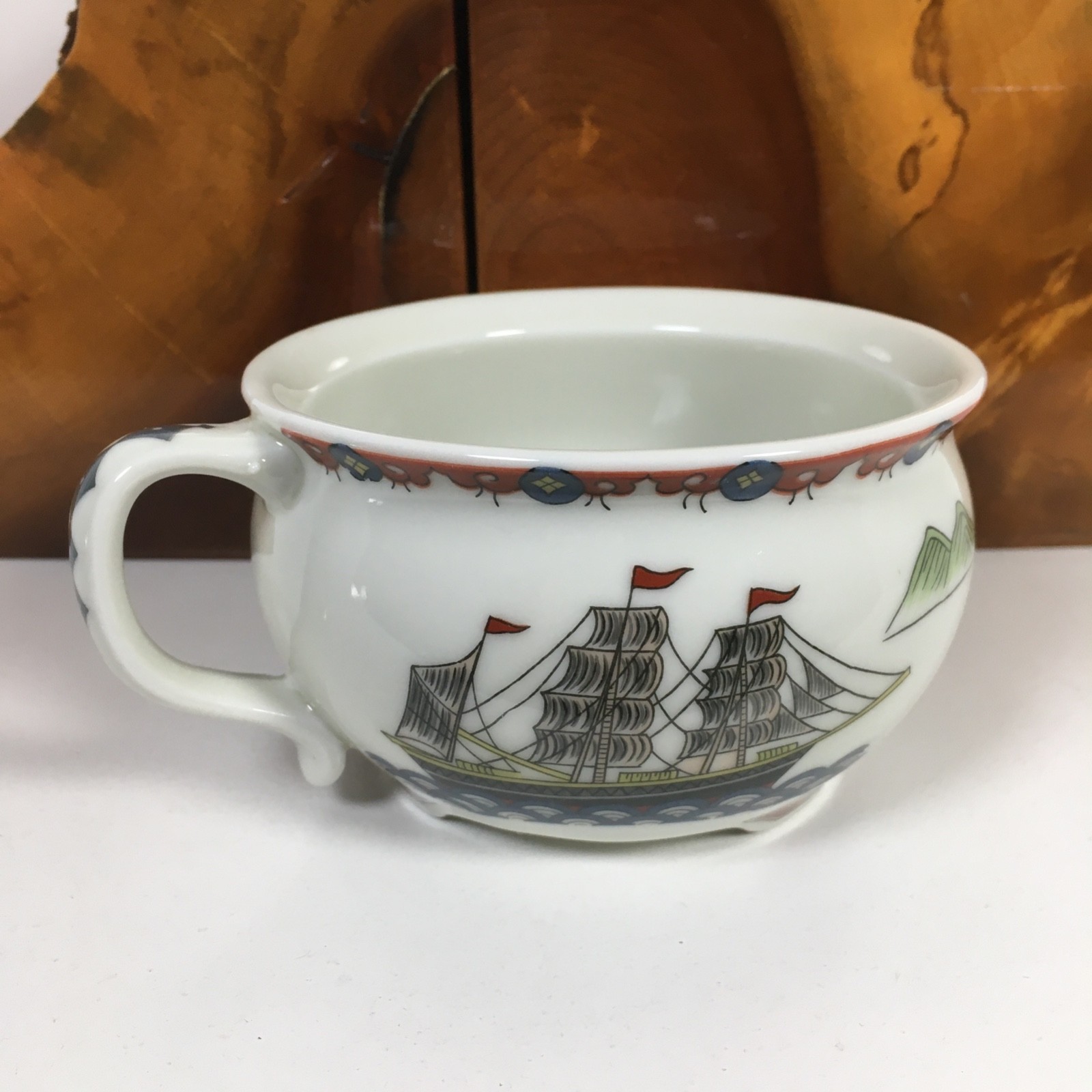 MOHAWK SHAVING SOAP MUG NAUTICAL CLIPPER SHIP PORCELAIN VINTAGE SCHOONER RETRO