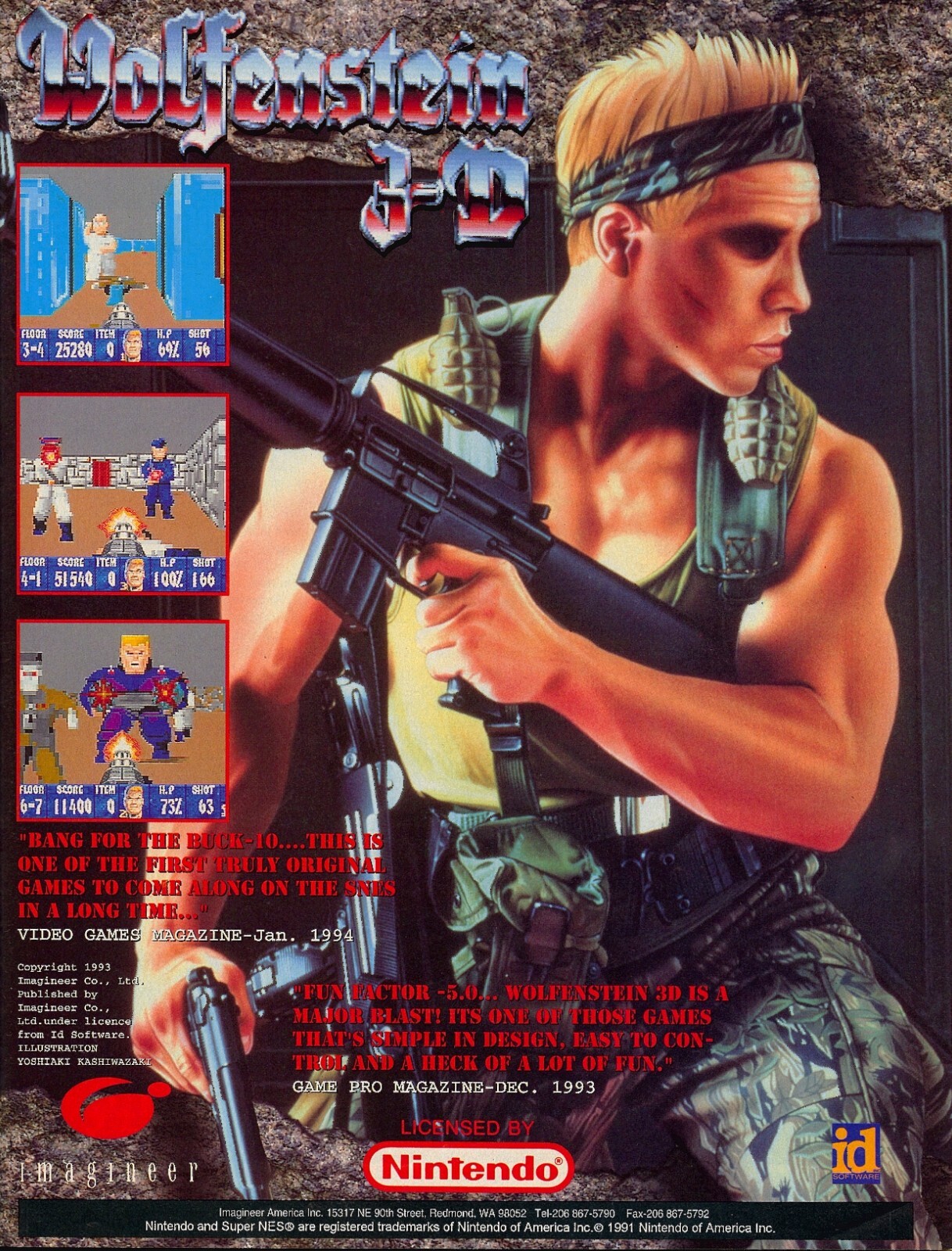 Wolfenstein 3-D Super Nintendo SNES PC Promo Ad Wall Art Print Poster - Glossy