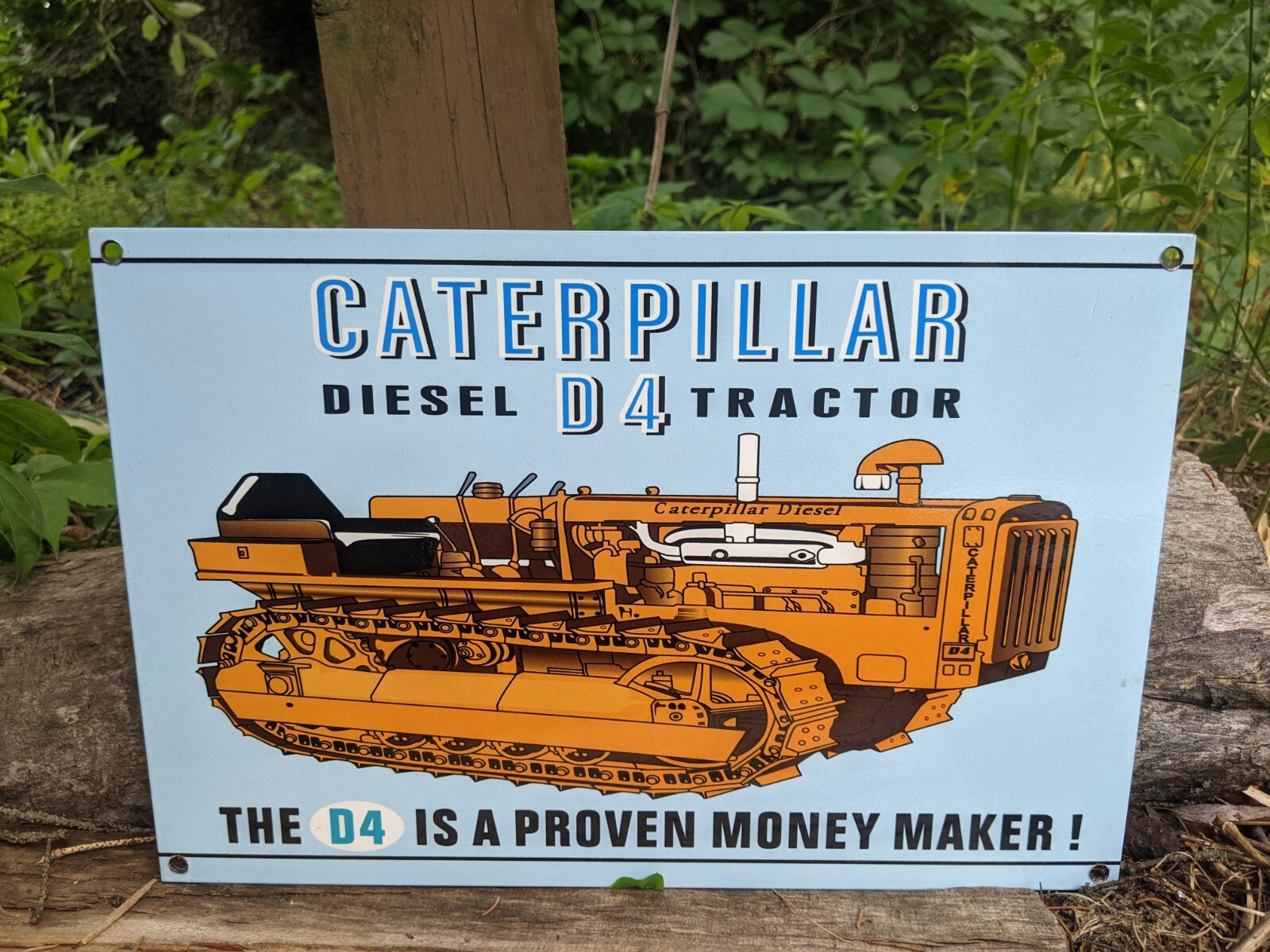 VINTAGE CATERPILLAR D4 DIESEL TRACTORS TRACTOR METAL PORCELAIN SIGN 12