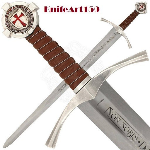 Hand-Forged Knights Templar Accolade Sword with Scabbard – Medieval Replica 38\