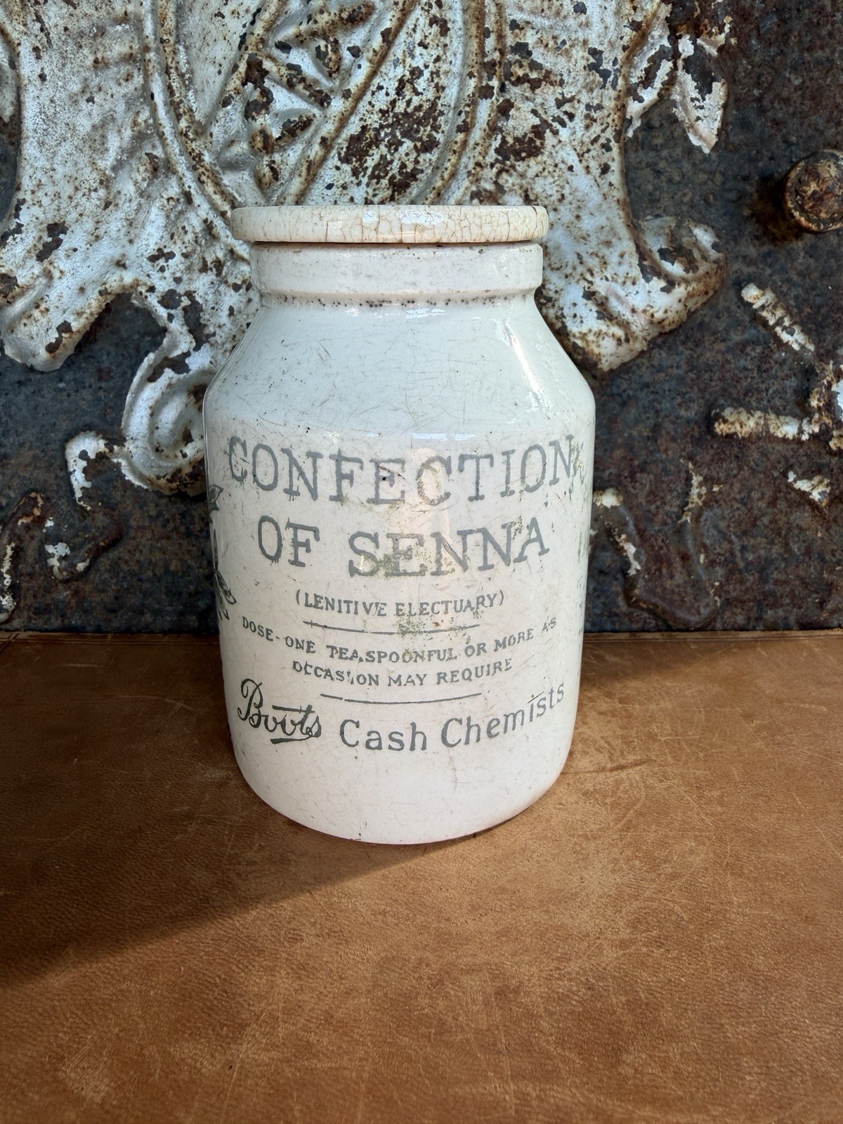 Antique Boots Large Cash Chemist - Confection of Senna w/Printed Lid, c. 1900