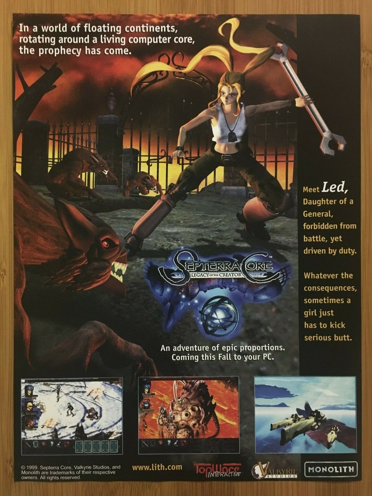 Septerra Core: Legacy of the Creator PC 1999 Vintage Poster Ad Art Print Rare