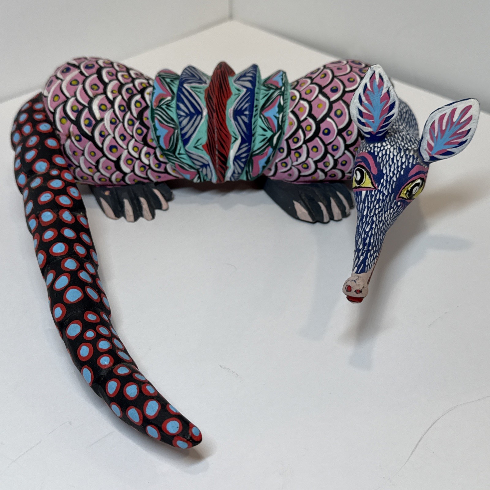 VTG Alejandrino Fuentes Alebrije Wood Carving Armadillo Mexican Folk Art Signed