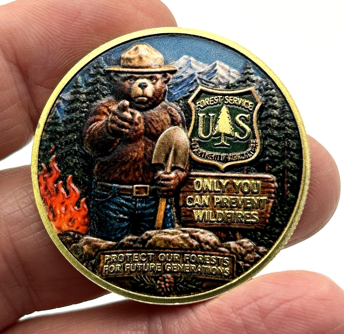 US FOREST SERVICE-Smokey The Bear-Protect our Forests Challenge Coin Collectible