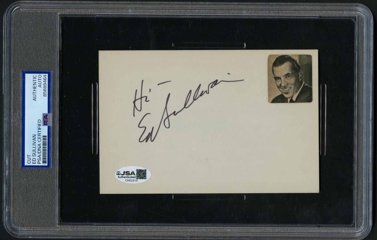 Ed Sullivan d1974 signed autograph 4x6 Cut American TV Host PSA Slabbed