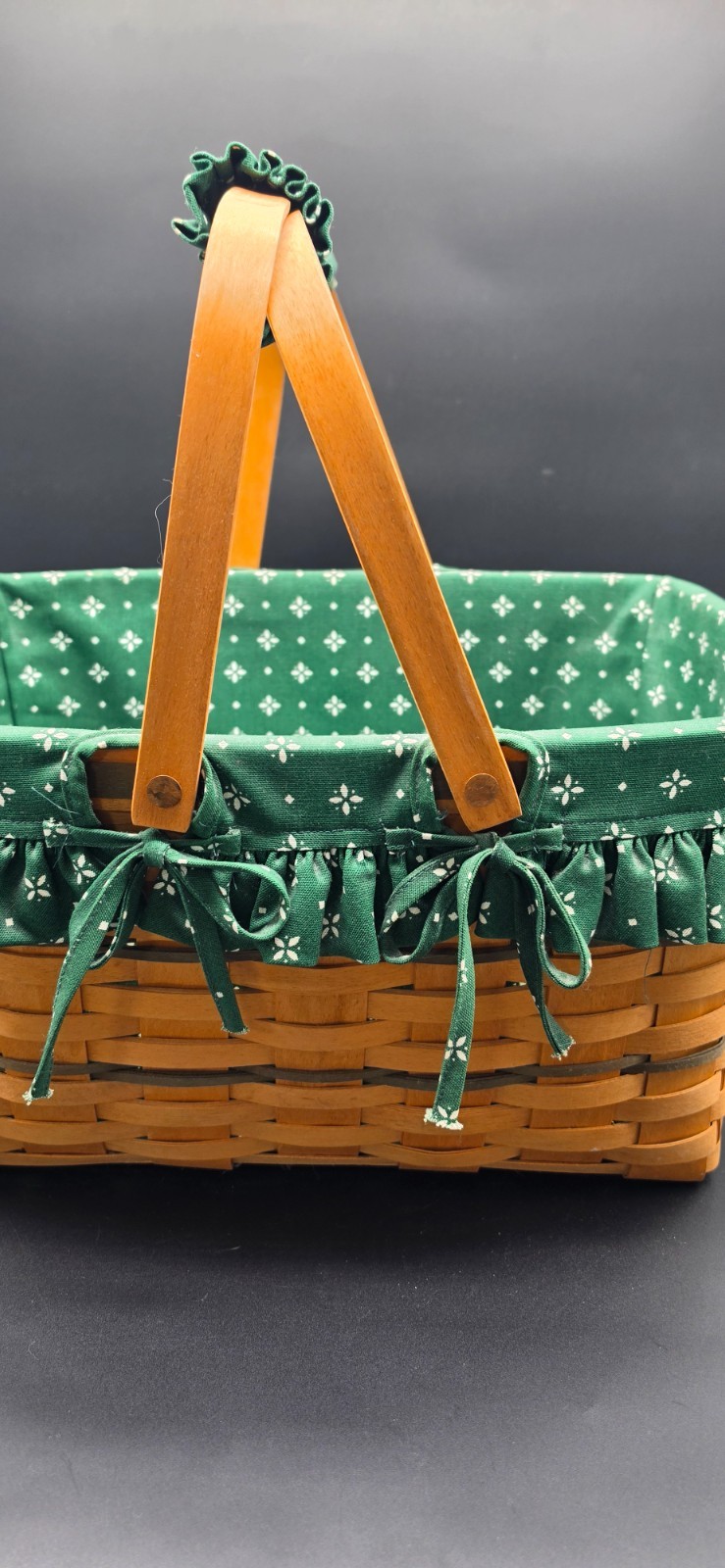 1996 Longaberger Large Market Basket Complete Set Heritage Green Liner Protector