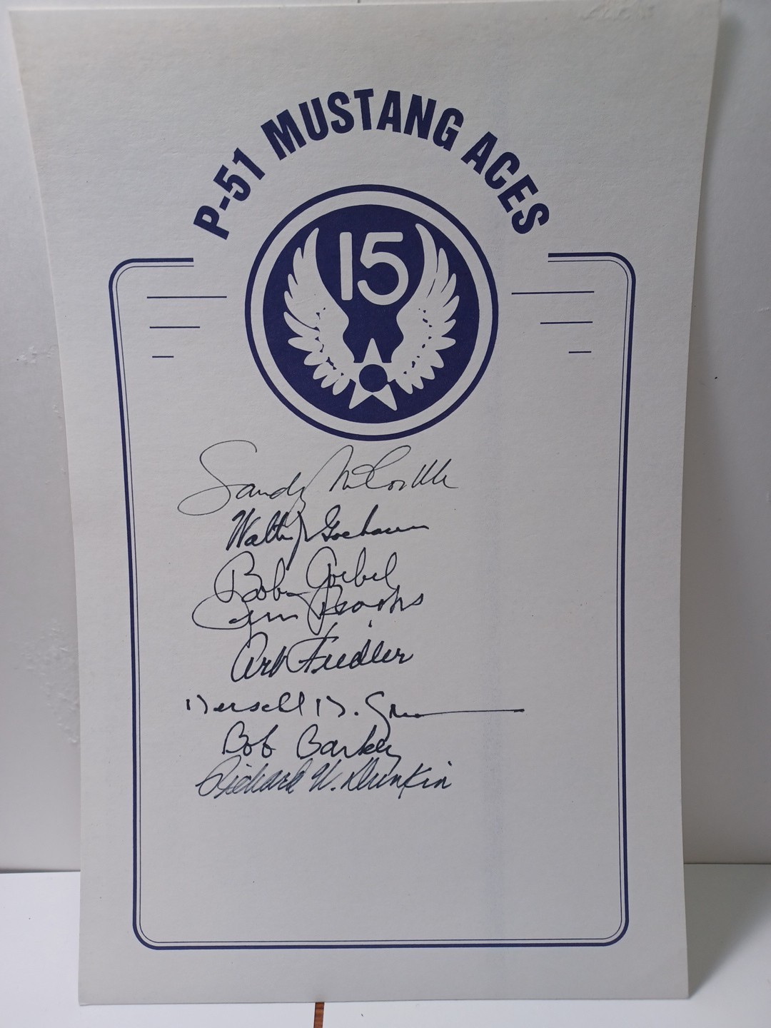 P-51 Mustang Aces Original Book Plate Signed By 8 Pilots 15th Air Corps  RRP 660