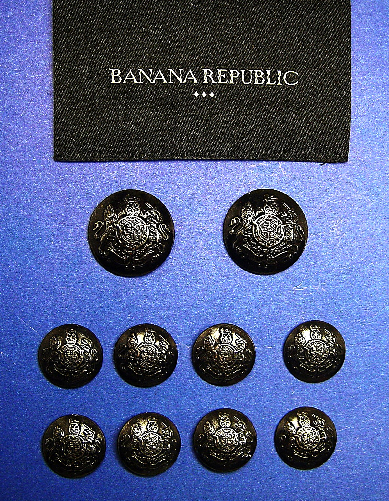 BANANA REPUBLIC Replacement buttons 10 Anodized metal Buttons Good Used Cond.