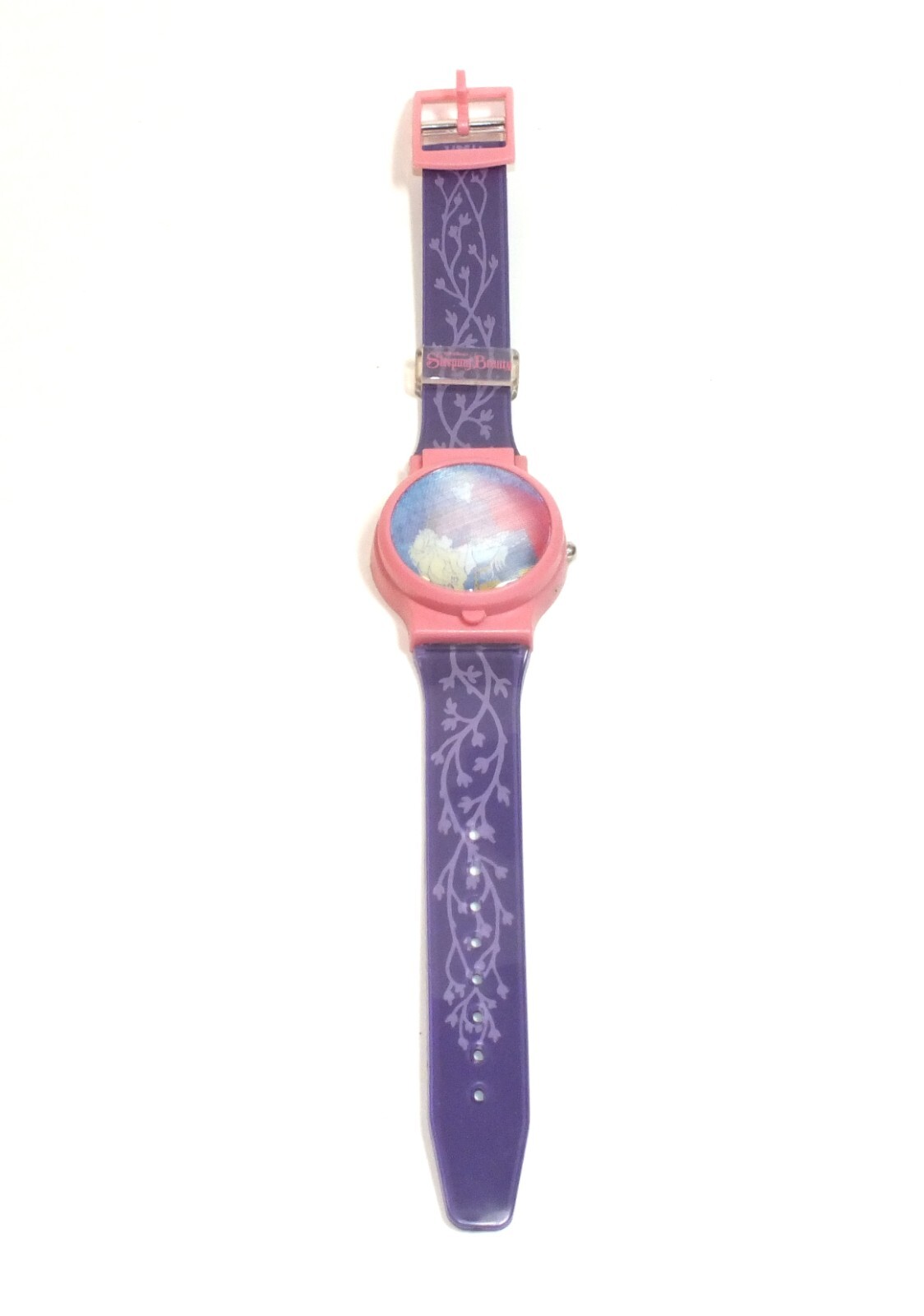 Vintage Sleeping Beauty Aurora Watch Plastic Wristband Holographic Lenticular