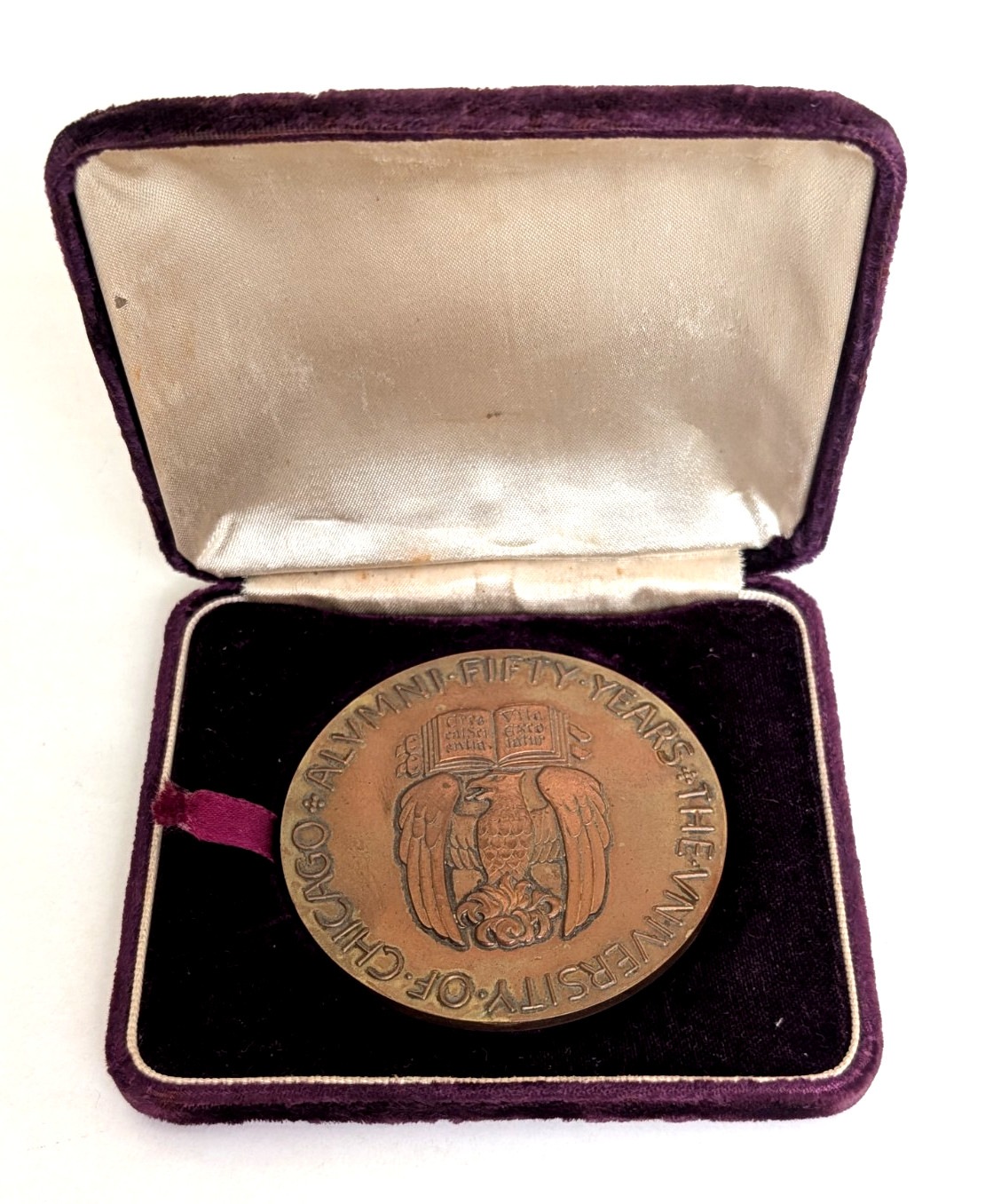 Vtg University of Chicago Bronze 50 Year Alumni Medallion, Annie Adams Harper