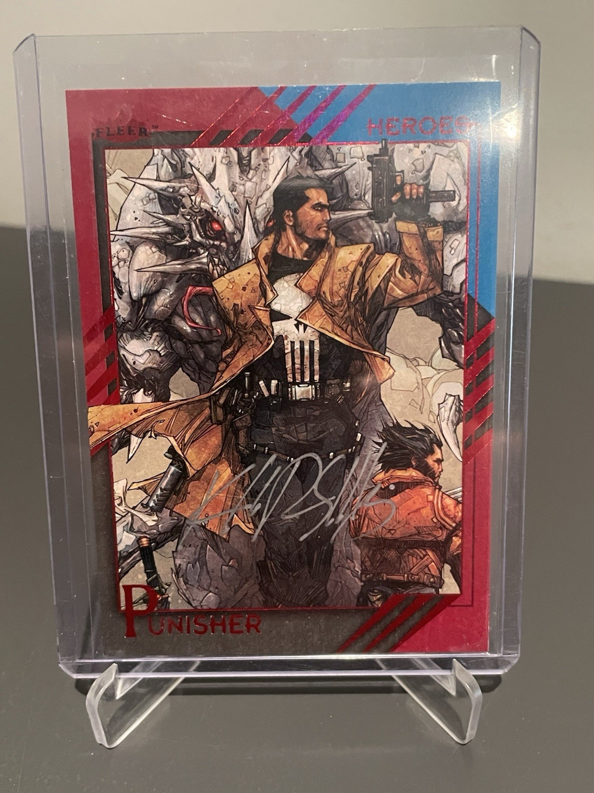 2015 Fleer Retro Marvel Autographs #40 Punisher Kenneth Rocafort Auto On Card