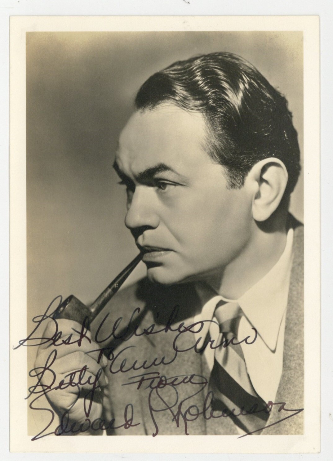 Edward G. Robinson 1945 Signed w/Inscription 5x7 Actor Summer Vacation Photo 