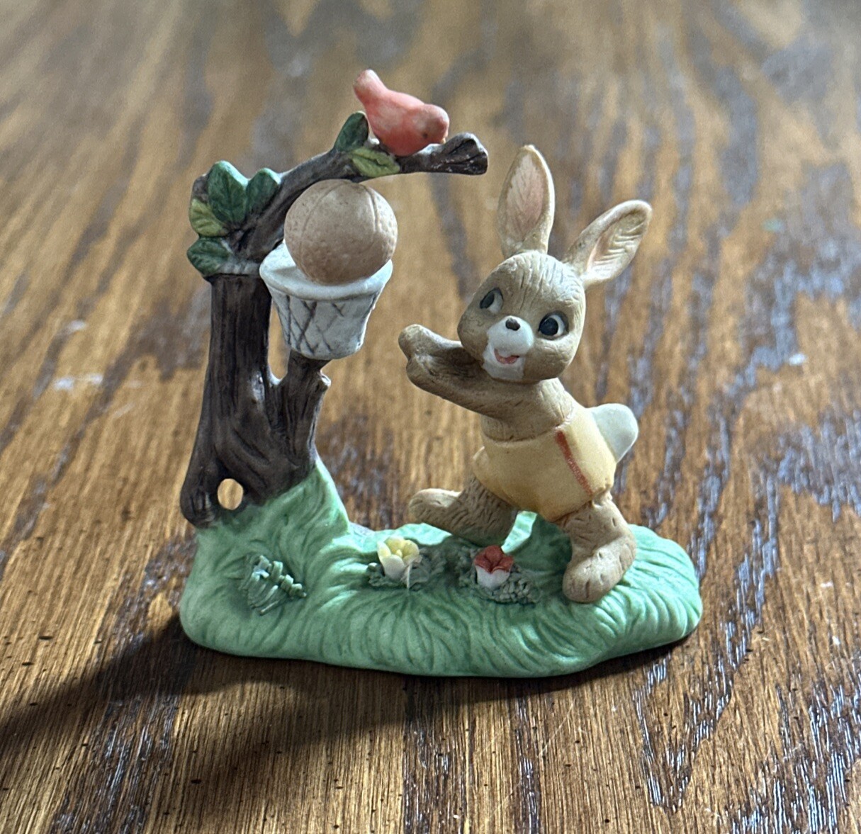 NAPCO Figurine Vintage Rabbit Bunny Forest Friends “Little Pro” Basketball