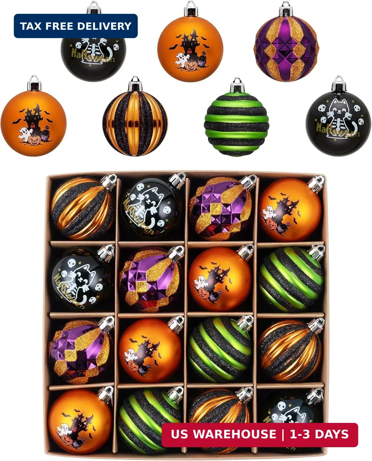 Valery Madelyn 16ct Halloween Ornaments Tree Decorations Indoor 2 Inch
