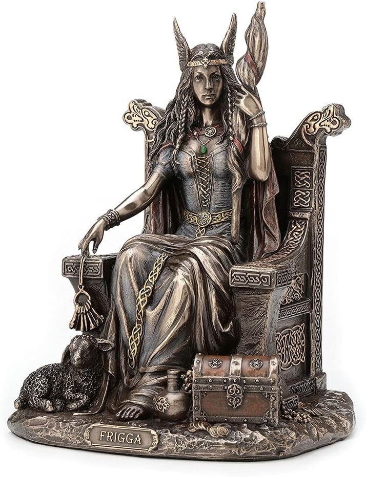 Frigga Throne Viking Norse Mythology Goddess Love Marriage Statue Bronze Finish