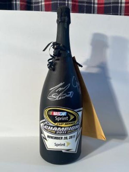 Tony Stewart NASCAR 2011 Sprint Cup Championship Bottle Signed with Letter