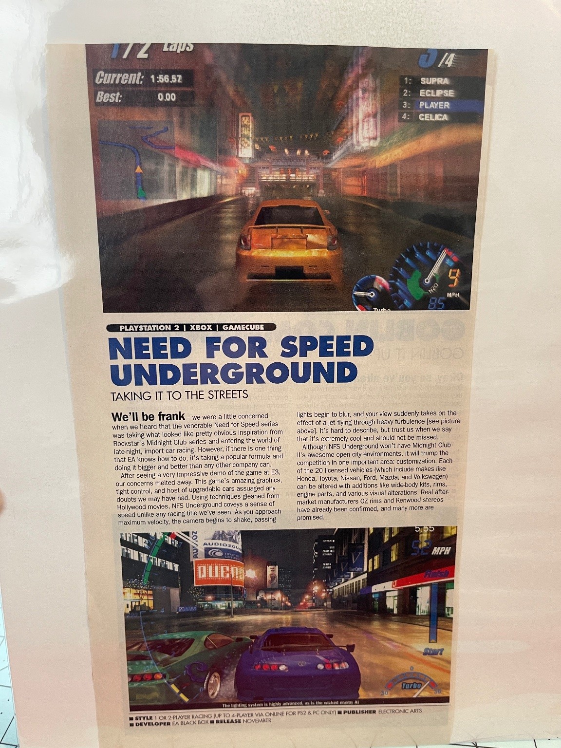 Need For Speed Underground PS2 Xbox GameCube Preview Article 2003 EA