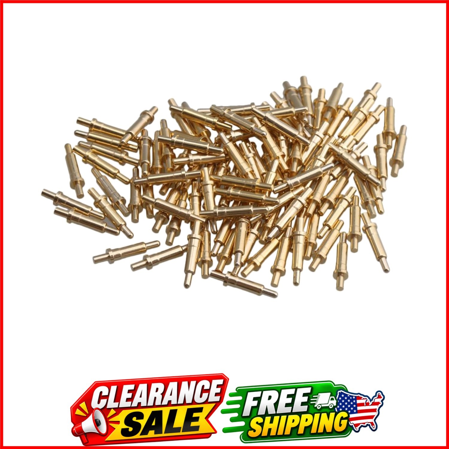 100Piece Gold Plated Spring Loaded Probe Thimble Pogo Pin 2mm Pin