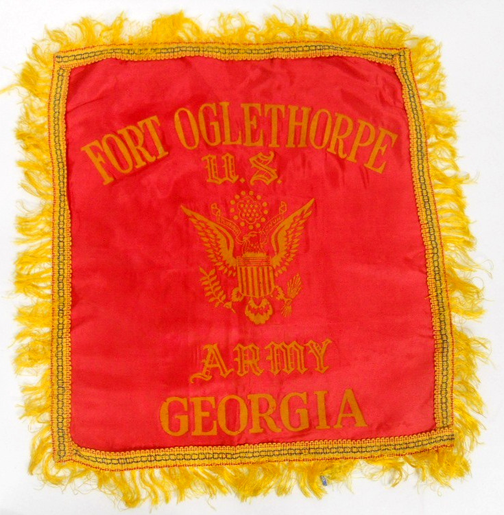antique WWII Fort Oglethorpe Georgia military souvenir US Army eagle pillow sham