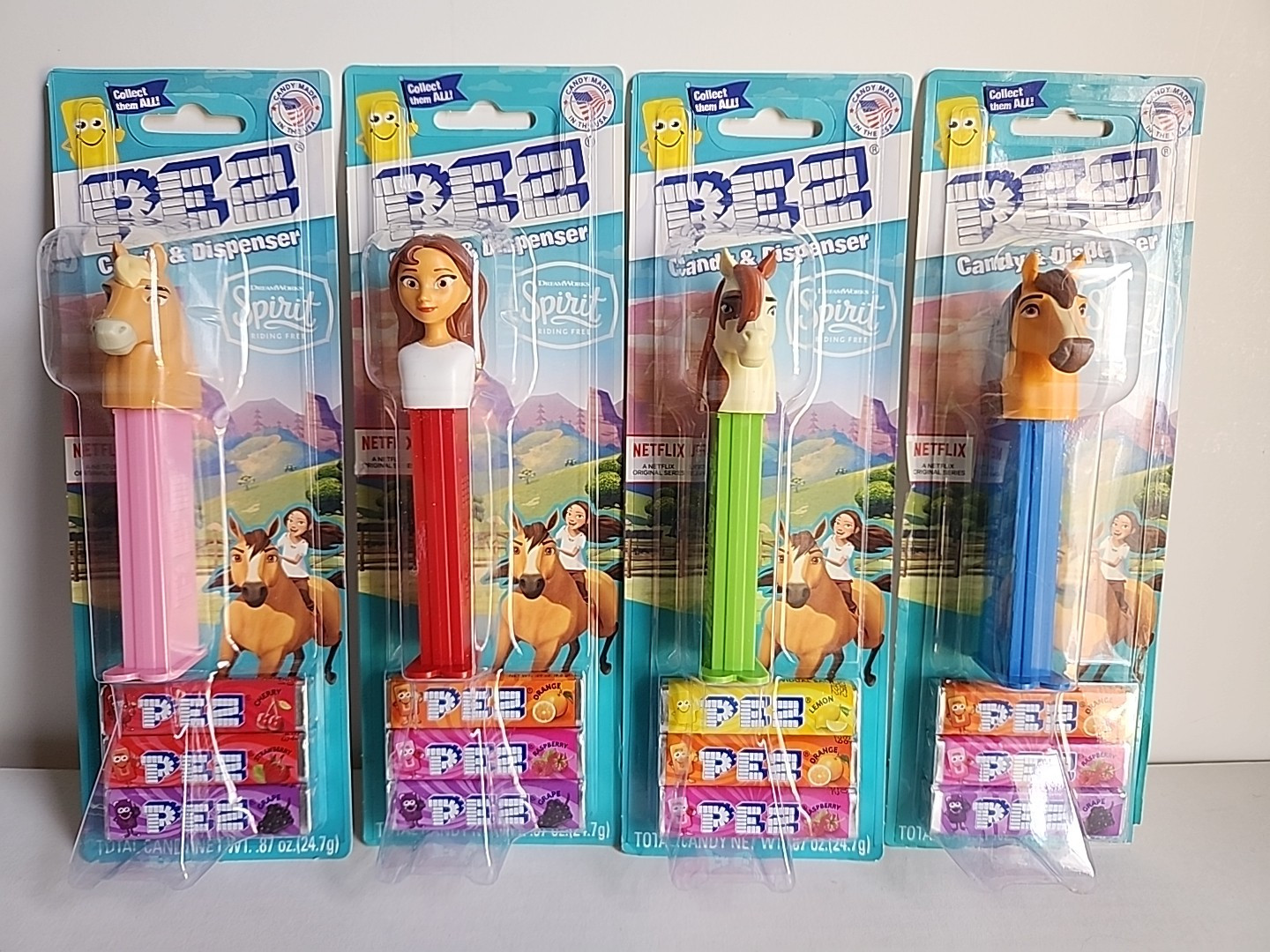 Spirit Pez Candy & Dispenser 4 Set Lucky Chica Linda Boomerang Horses NIP