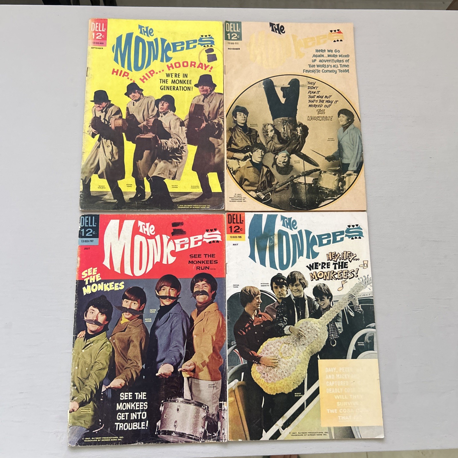 The Monkees -Lot (4) Vintage Dell 12c COMIC BOOKS