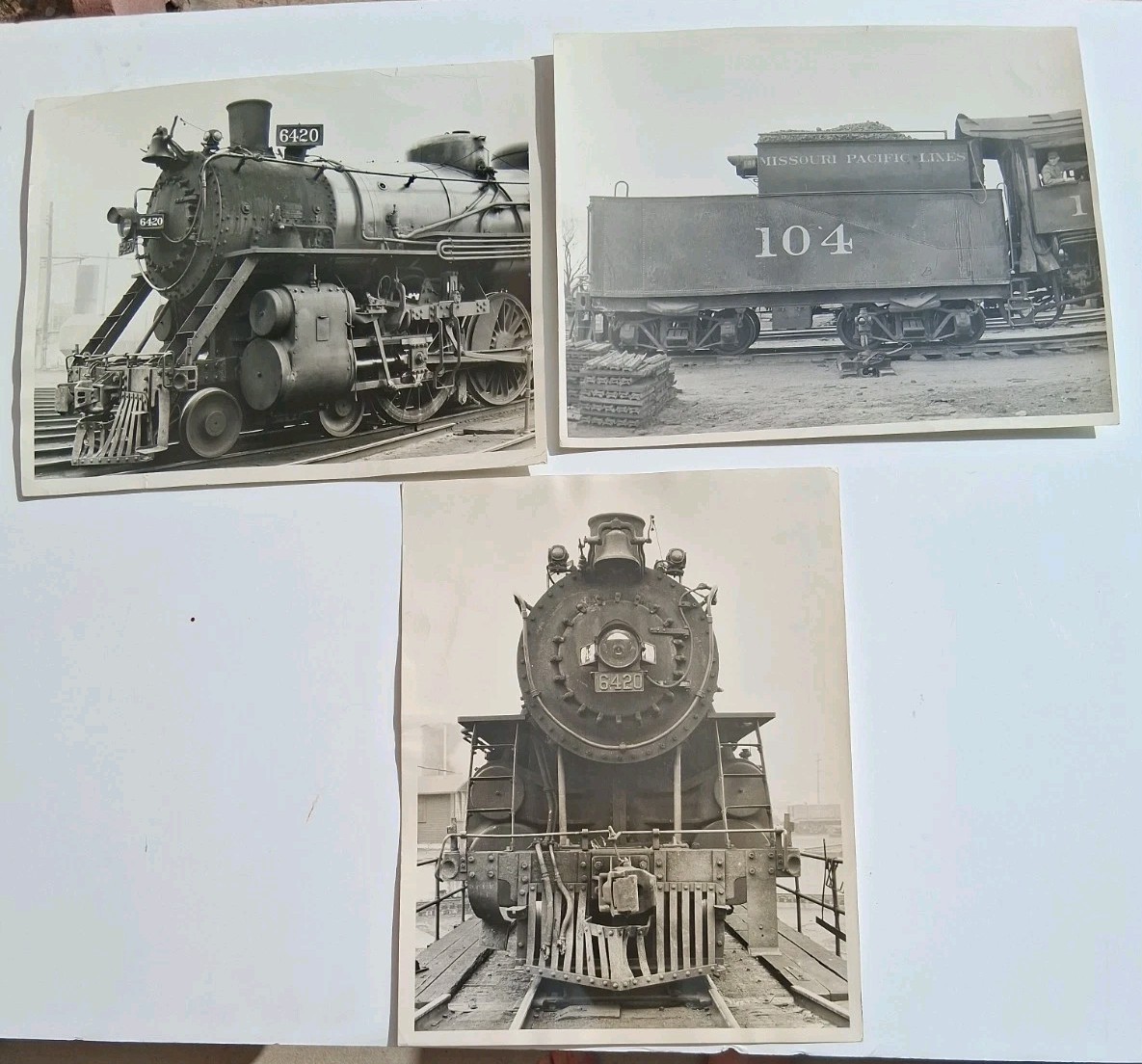 Vintage Missouri Pacific MoPac Steam Locomotive 6420 104 Photo Print Lot 3