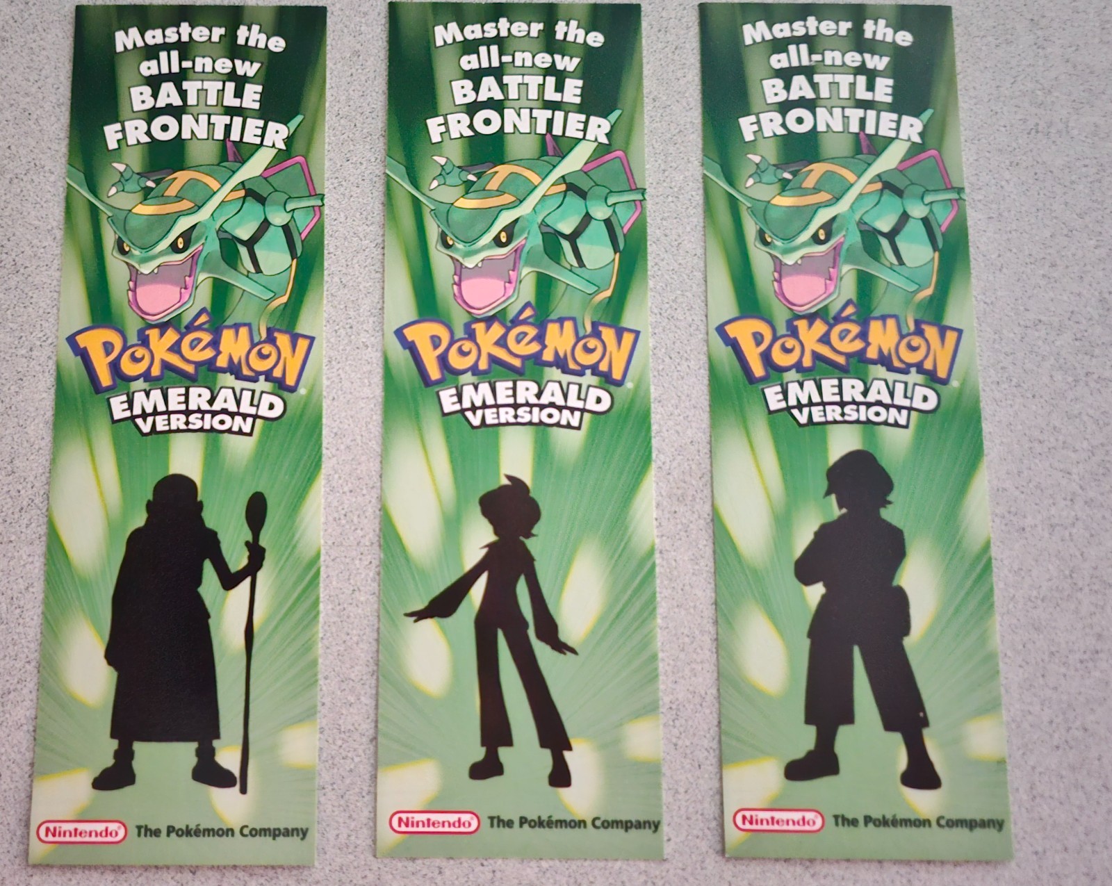 Pokemon Rayquaza Emerald bookmark SET OF 3 MINT condition Gameboy Advanced 2005