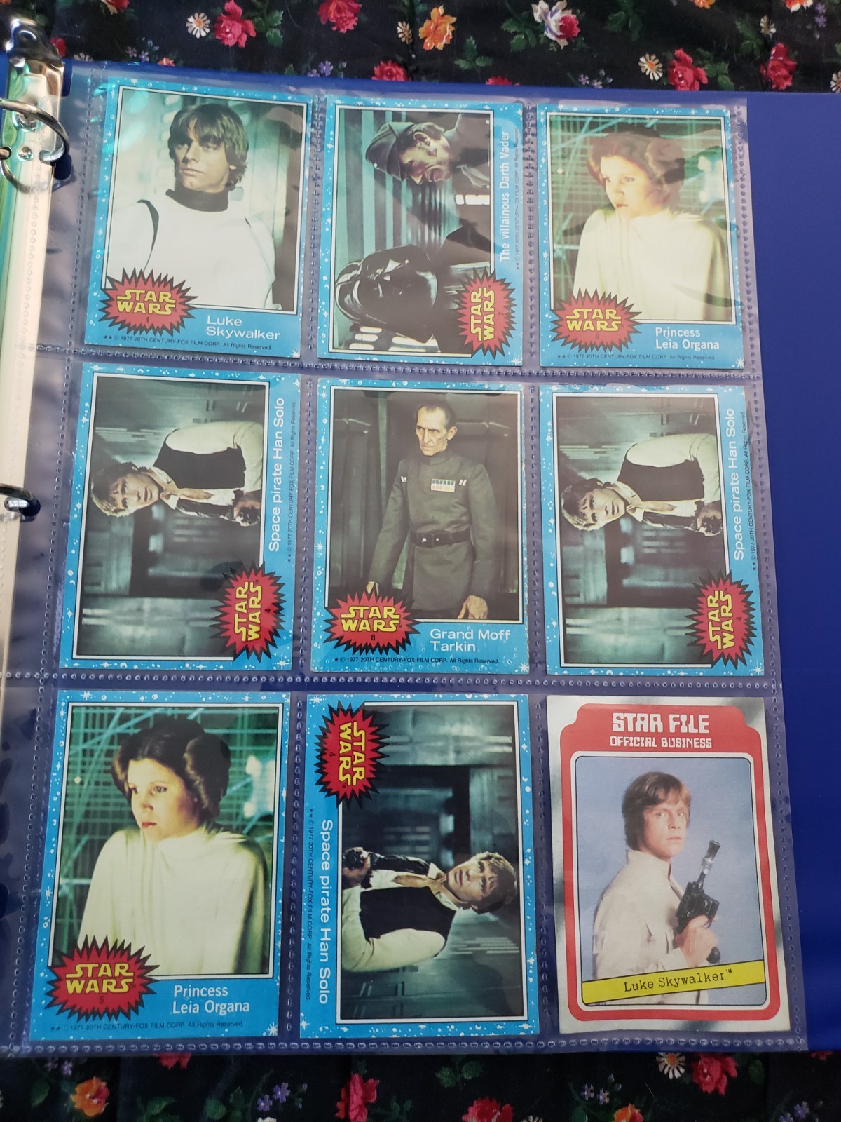 Vintage 1977 Star Wars Rare Blue Border Cards Luke Skywalker Darth Vader