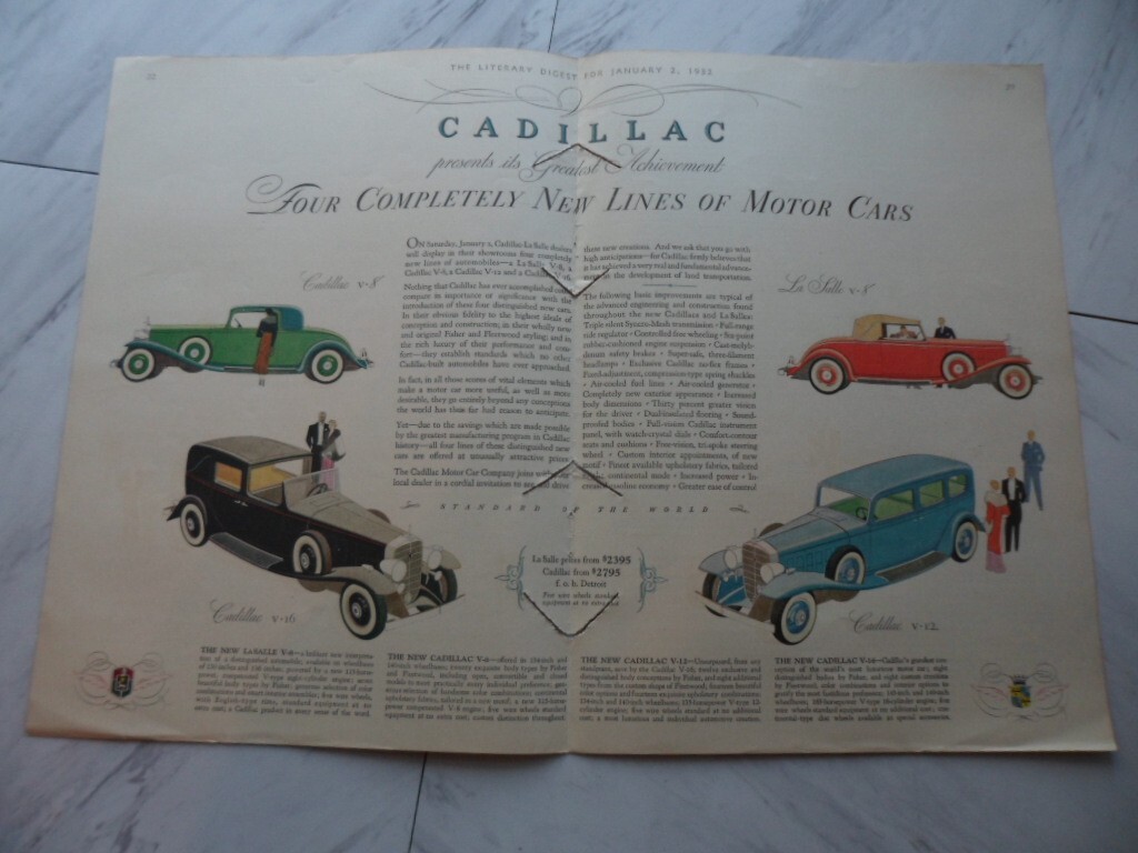 ad for 1932 Cadillac double page