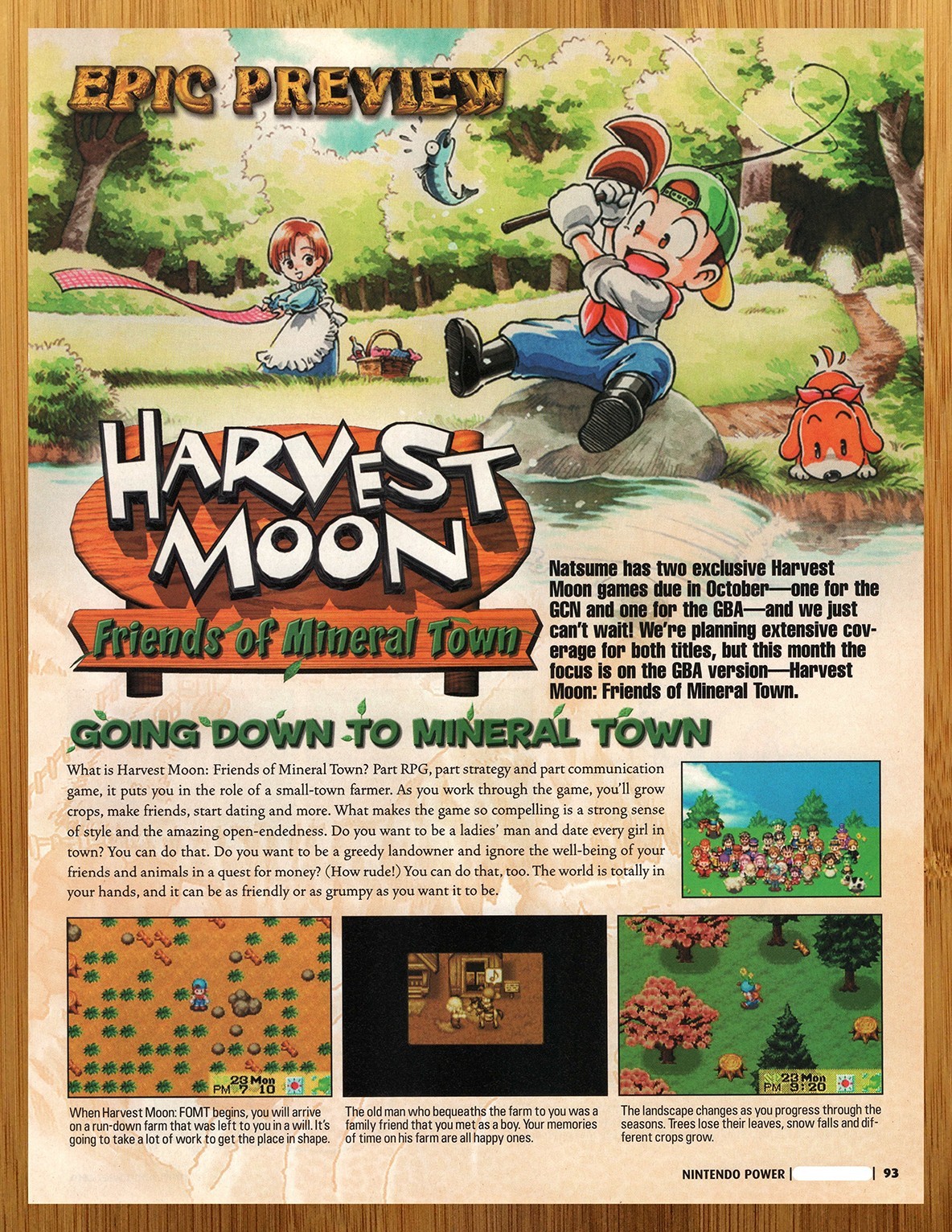 2003 Harvest Moon Friends of Mineral Town GBA Print Ad/Poster Authentic Game Art
