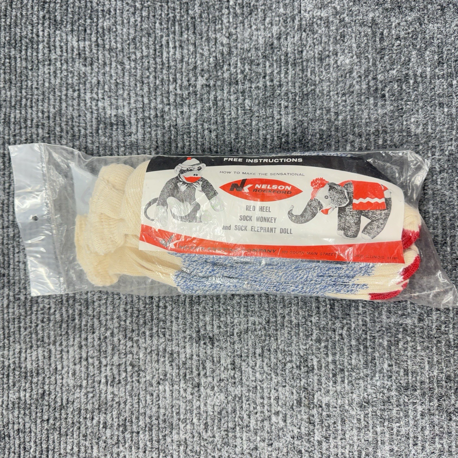 Vintage Nelson Rockford Red Heel Socks: Monkey Elephant 3 Pair Size 10-11 NEW