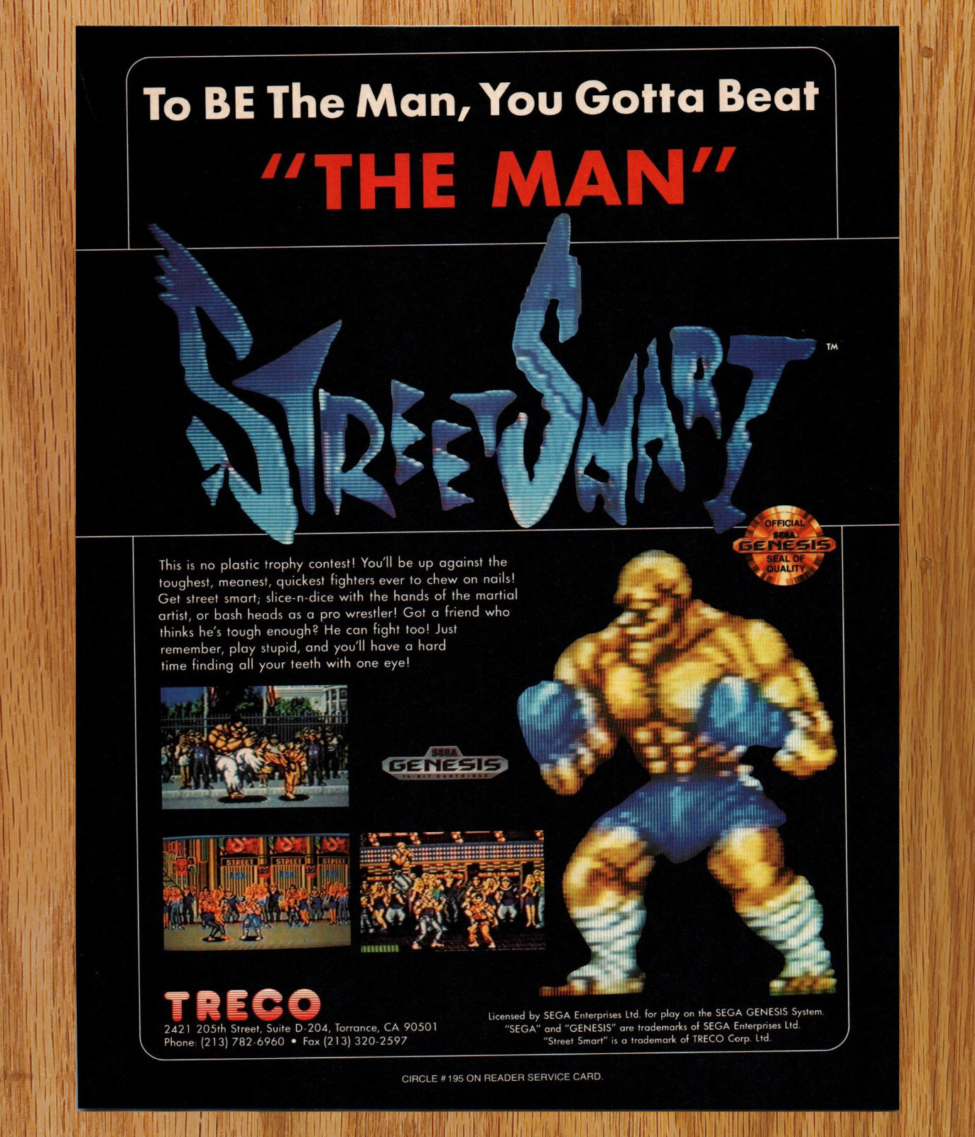 Street Smart SEGA Genesis Treco Fight Video Game Print Ads Poster Promo Art 1991