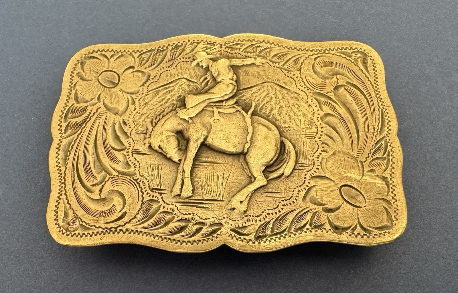 Vintage JR Rowell Saddle Co Sterling Silver Belt Buckle Bronc Western Hayward CA