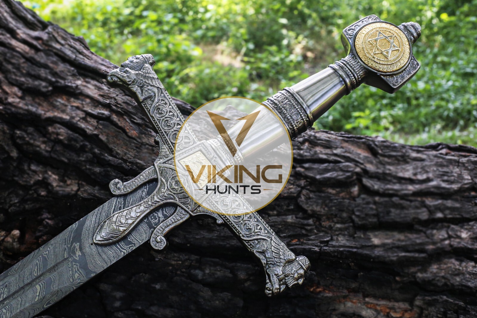 King Solomon Sword – Hand Forged Damascus Steel Crusader Sword with Star of Davi